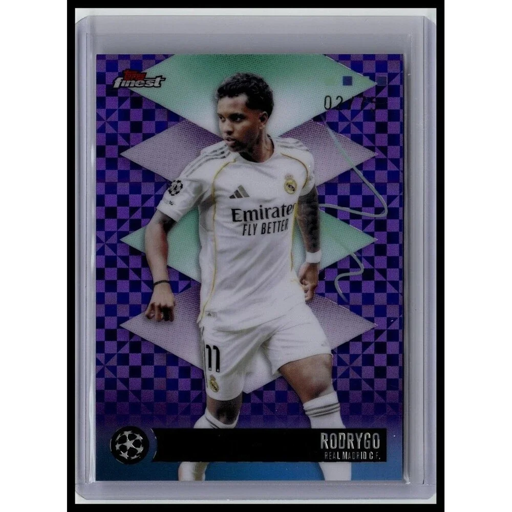 2026 Topps Finest UEFA #599 Rodrygo, Real Madrid C.F. Blue Checkerboard /99